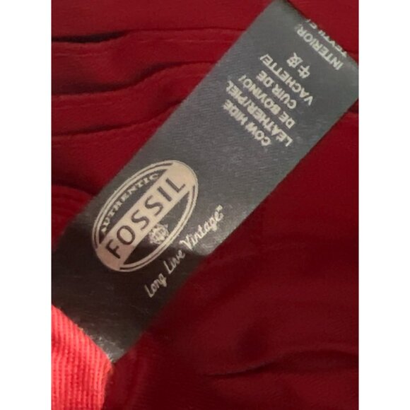 Fossil Red Leather Crossbody Bag With Chain Strap - Picture 6 of 10